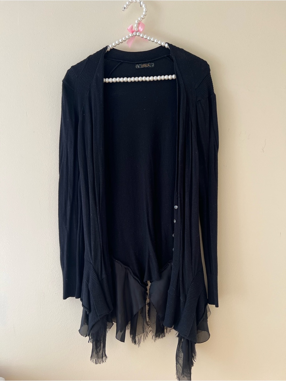 Black Women's Asymmetrical Open Front Sweater Cardigan